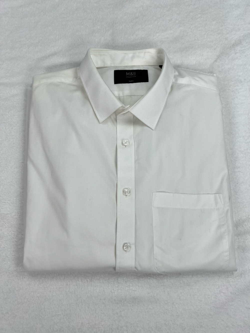 Marks & Spencer Collection Men’s Cotton Dress Shirt 17.5 44-45cm Slim Fit White - Picture 2 of 12